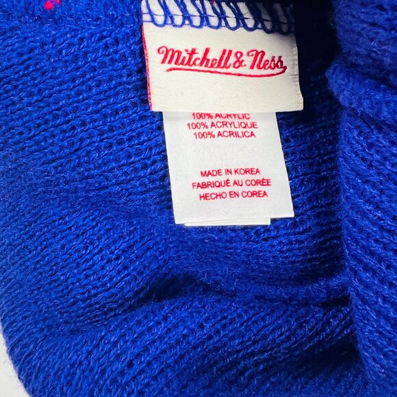 Mitchell & Ness Raptors Knit Beanie Hat W/ Pom Blue & Red Winter Warmth 100% Acr - Picture 6 of 6